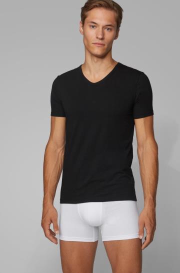 Koszulki BOSS Two Pack Of Slim Fit Underwear Czarne Męskie (Pl44279)